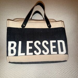 Black and Cream Bible Bag with 'BLESSED' Print